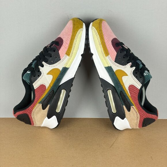 Nike Air Max 90 Multi Corduroy Athletic Shoes Womens 8 Pink Gold Green Red White - Picture 6 of 10